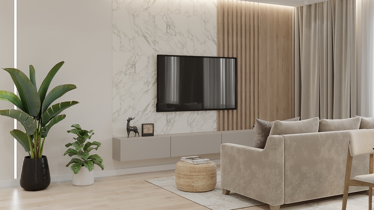 thiết kế nội thất căn hộ 80m2 3 phòng ngủ