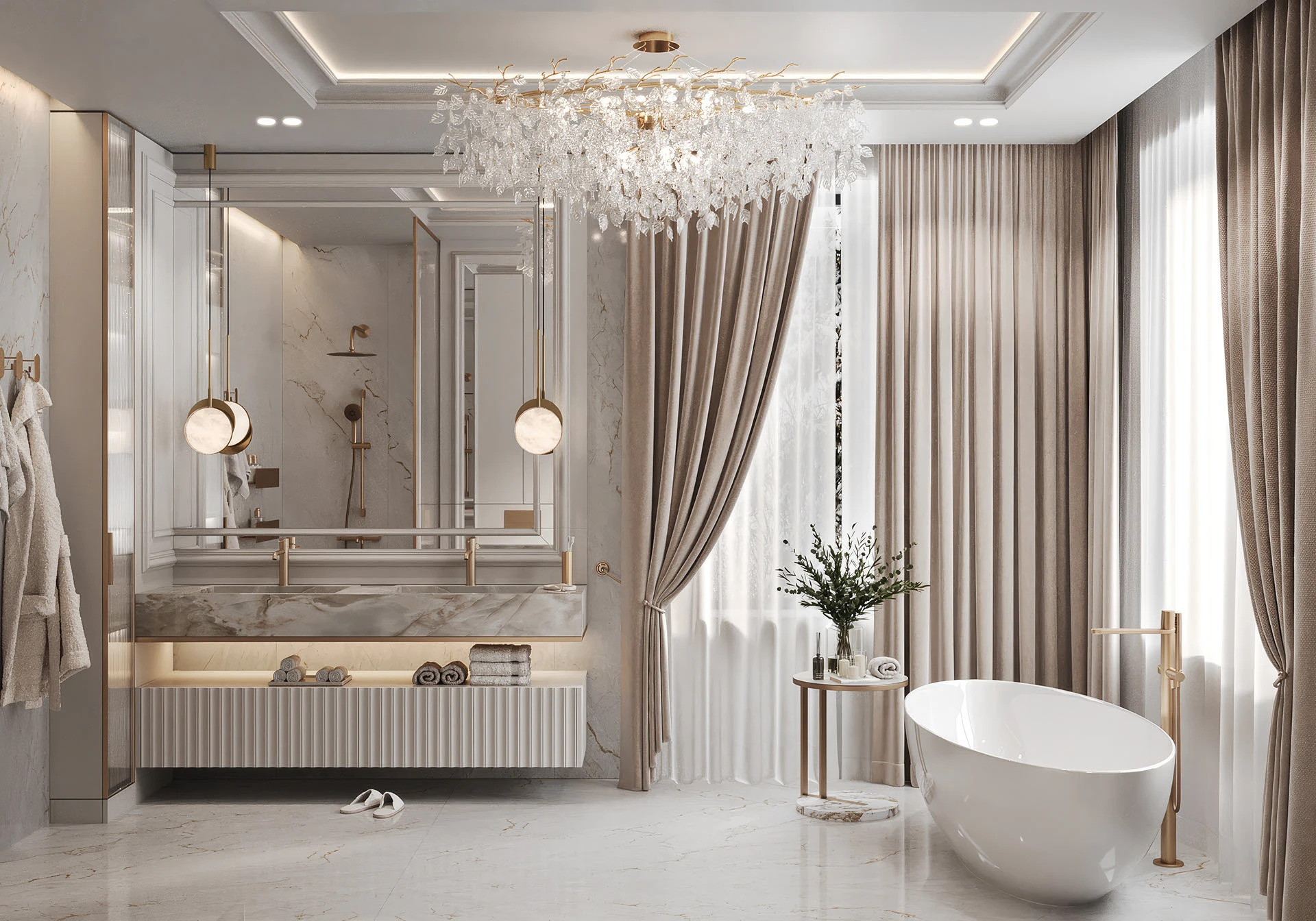Phòng tắm tân cổ điển – Vẻ đẹp vượt thời gian trong không gian sống hiện đại